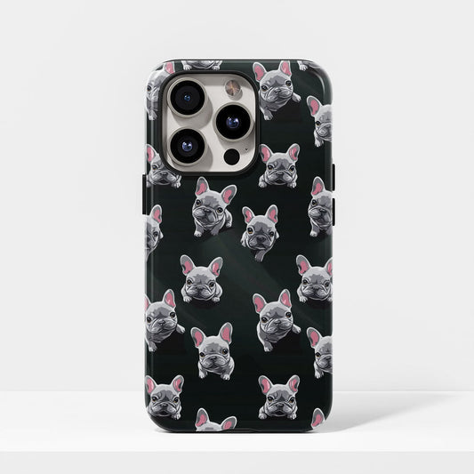 Semi-Handprinted Tough Matte French Bulldog Black iPhone Case