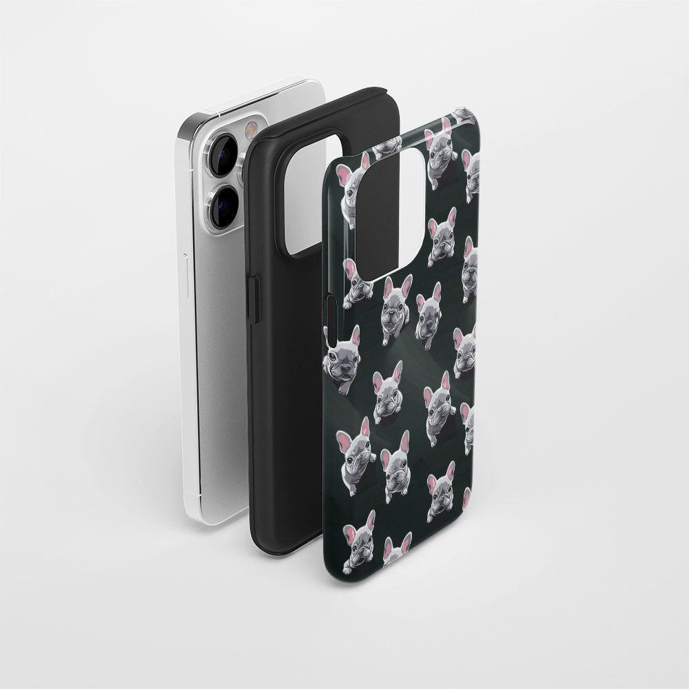 Semi-Handprinted Tough Matte French Bulldog Black iPhone Case