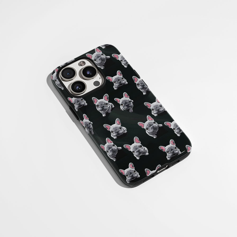 Semi-Handprinted Tough Matte French Bulldog Black iPhone Case