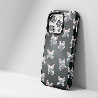 Semi-Handprinted Tough Matte French Bulldog Black iPhone Case