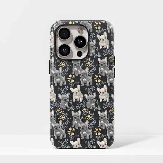 Semi-Handprinted Tough Matte French Bulldog Black iPhone Case