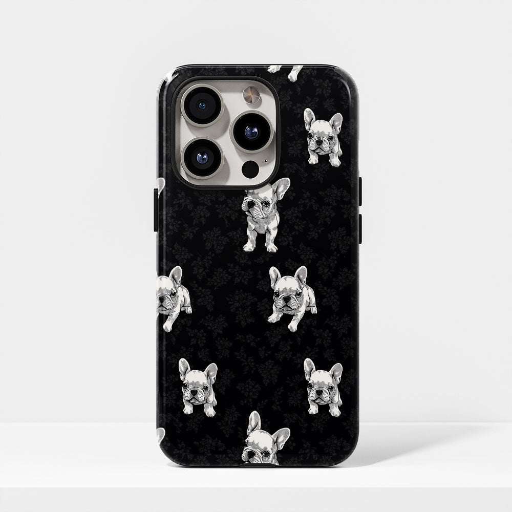 Semi-Handprinted Tough Matte French Bulldog Black iPhone Case