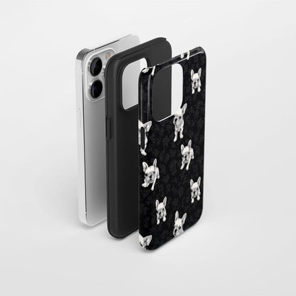 Semi-Handprinted Tough Matte French Bulldog Black iPhone Case