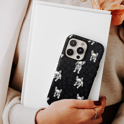 Semi-Handprinted Tough Matte French Bulldog Black iPhone Case