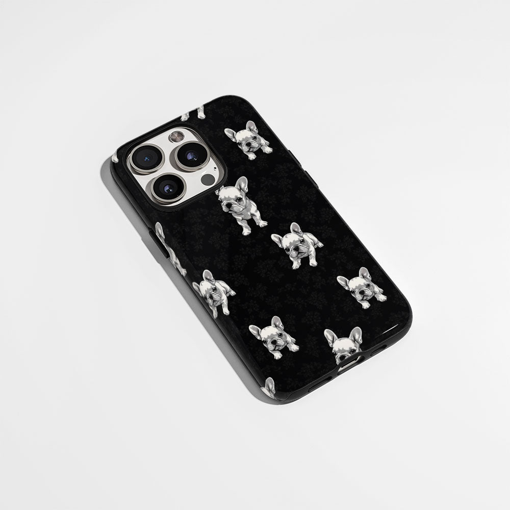 Semi-Handprinted Tough Matte French Bulldog Black iPhone Case