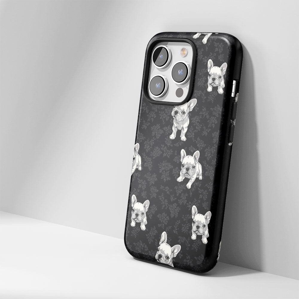 Semi-Handprinted Tough Matte French Bulldog Black iPhone Case