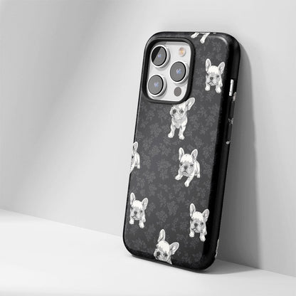 Semi-Handprinted Tough Matte French Bulldog Black iPhone Case