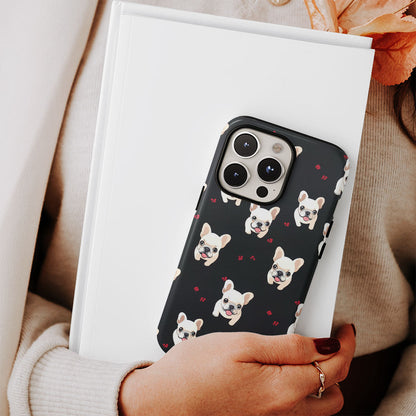 Double-Layer Semi-Handprinted Tough Matte French Bulldog Black iPhone Case