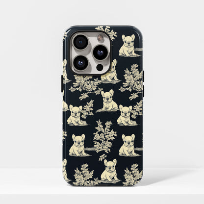 Double-Layer Semi-Handprinted Tough Matte French Bulldog Black iPhone Case