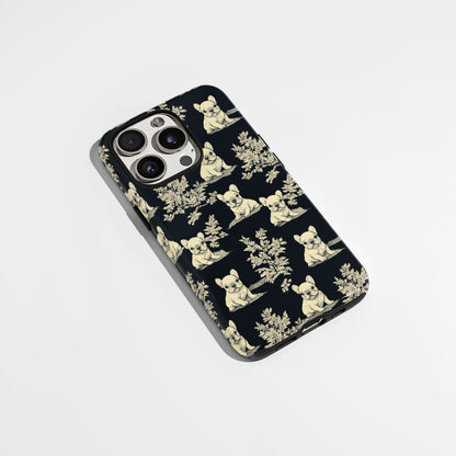 Double-Layer Semi-Handprinted Tough Matte French Bulldog Black iPhone Case