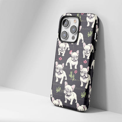 Semi-Handprinted Tough Matte French Bulldog Black iPhone Case