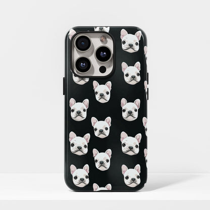 Double-Layer Semi-Handprinted Tough Matte French Bulldog Black iPhone Case