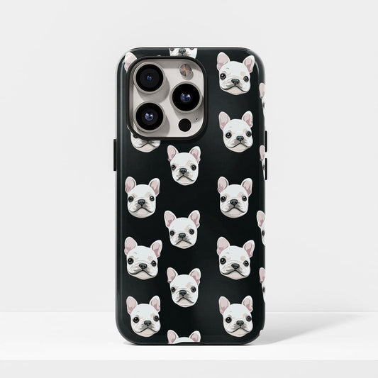 Semi-Handprinted Tough Matte French Bulldog Black iPhone Case