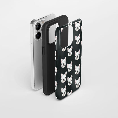 Double-Layer Semi-Handprinted Tough Matte French Bulldog Black iPhone Case
