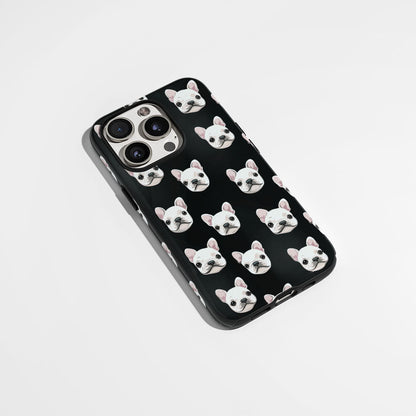 Double-Layer Semi-Handprinted Tough Matte French Bulldog Black iPhone Case