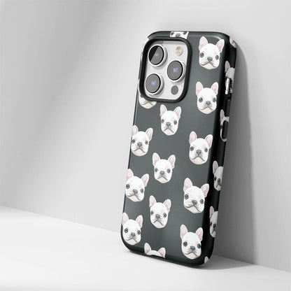 Semi-Handprinted Tough Matte French Bulldog Black iPhone Case