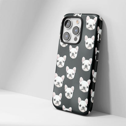 Double-Layer Semi-Handprinted Tough Matte French Bulldog Black iPhone Case