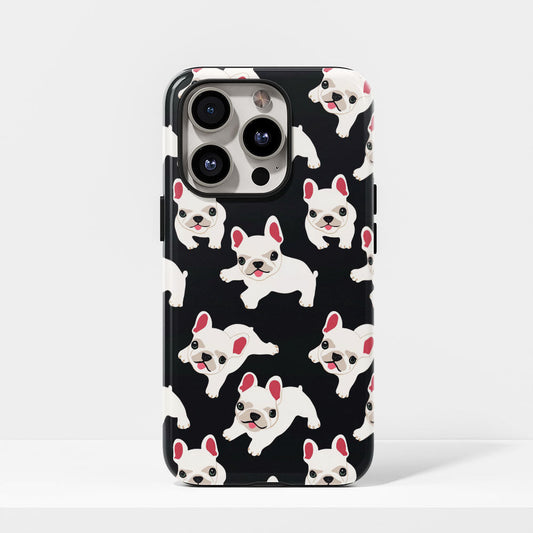 Semi-Handprinted Tough Matte French Bulldog Black iPhone Case