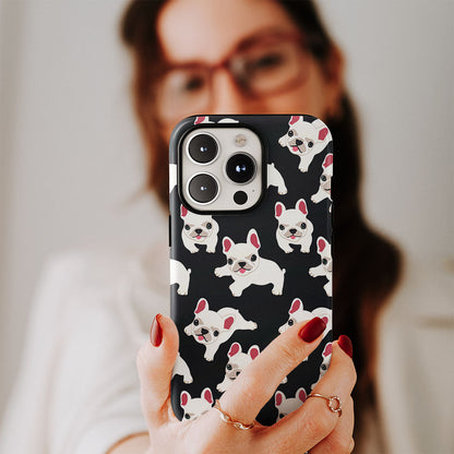 Semi-Handprinted Tough Matte French Bulldog Black iPhone Case