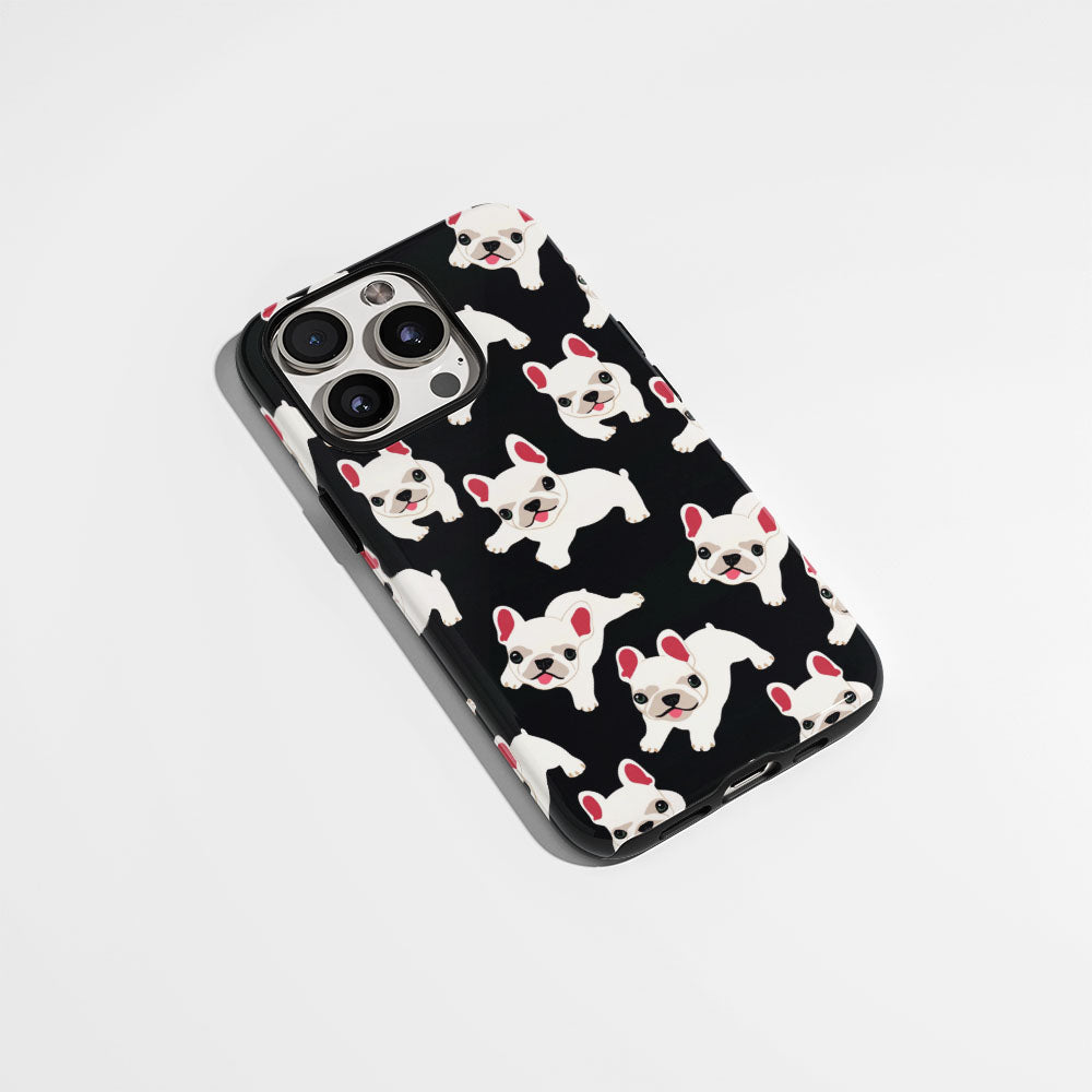 Semi-Handprinted Tough Matte French Bulldog Black iPhone Case