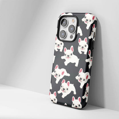 Semi-Handprinted Tough Matte French Bulldog Black iPhone Case