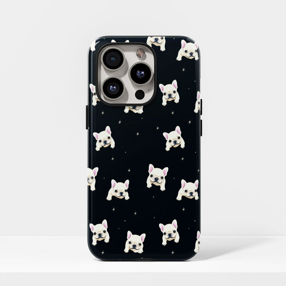 Semi-Handprinted Tough Matte French Bulldog Black iPhone Case