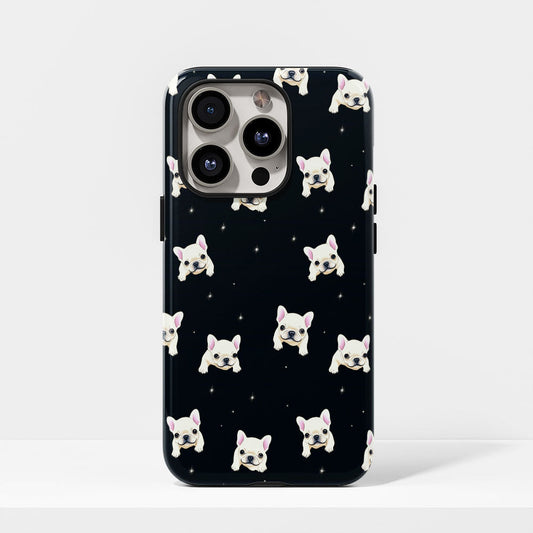 Semi-Handprinted Tough Matte French Bulldog Black iPhone Case