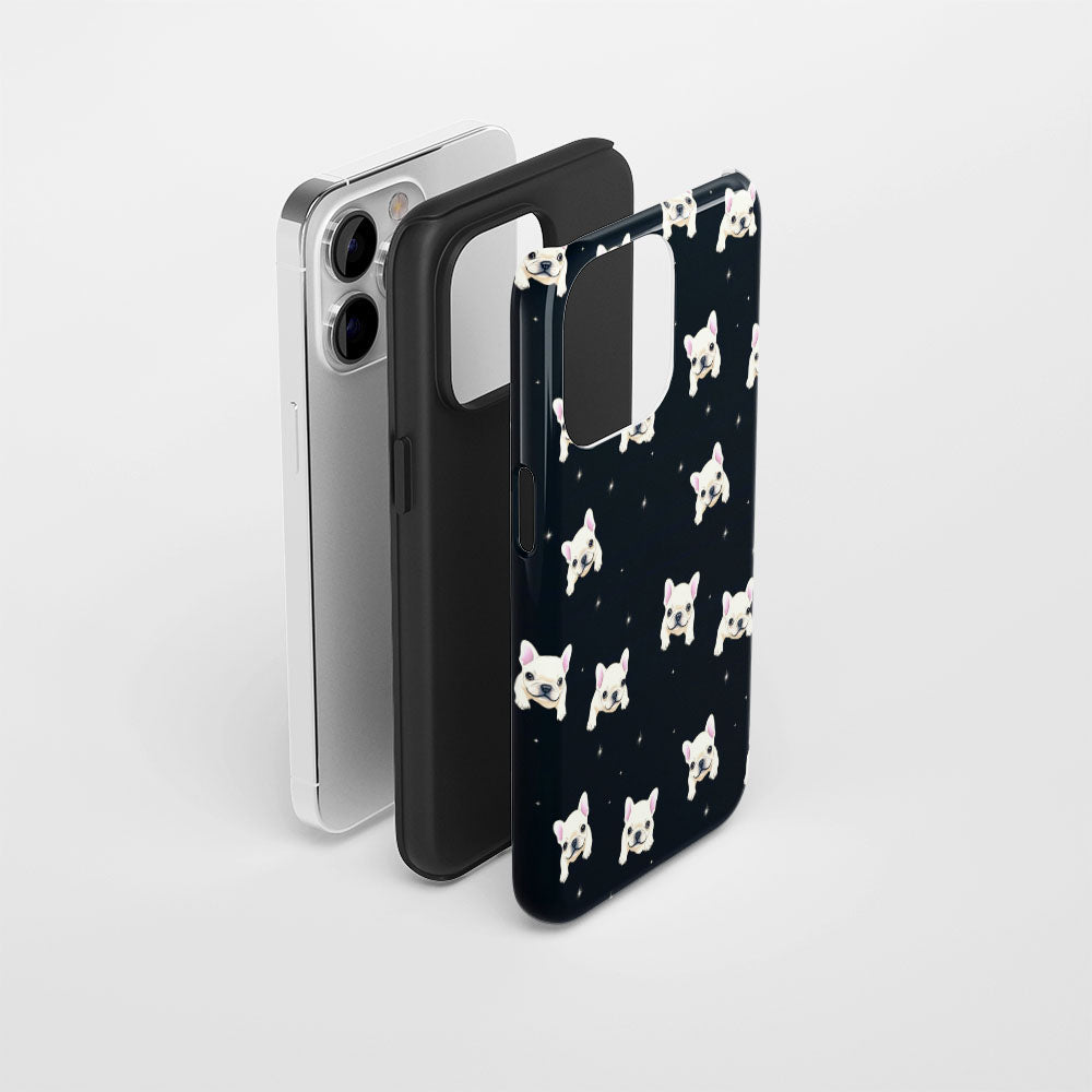 Semi-Handprinted Tough Matte French Bulldog Black iPhone Case