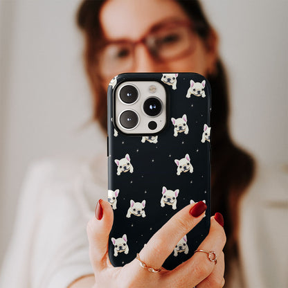 Semi-Handprinted Tough Matte French Bulldog Black iPhone Case