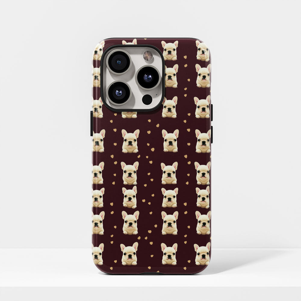 Double-Layer Semi-Handprinted Tough Matte French Bulldog Black iPhone Case