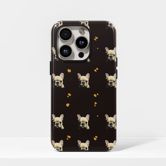 Semi-Handprinted Tough Matte French Bulldog Black iPhone Case