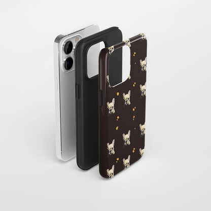 Semi-Handprinted Tough Matte French Bulldog Black iPhone Case