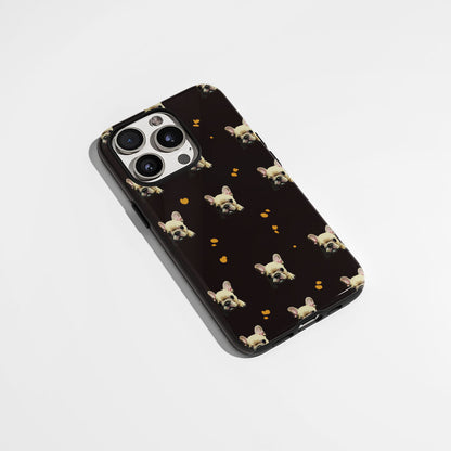 Semi-Handprinted Tough Matte French Bulldog Black iPhone Case