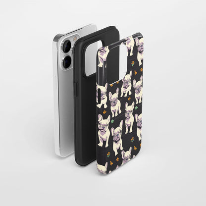 Semi-Handprinted Tough Matte French Bulldog Black iPhone Case