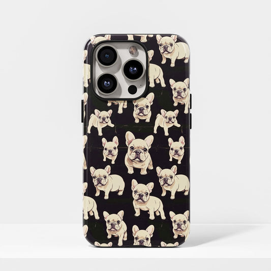 Semi-Handprinted Tough Matte French Bulldog Black iPhone Case