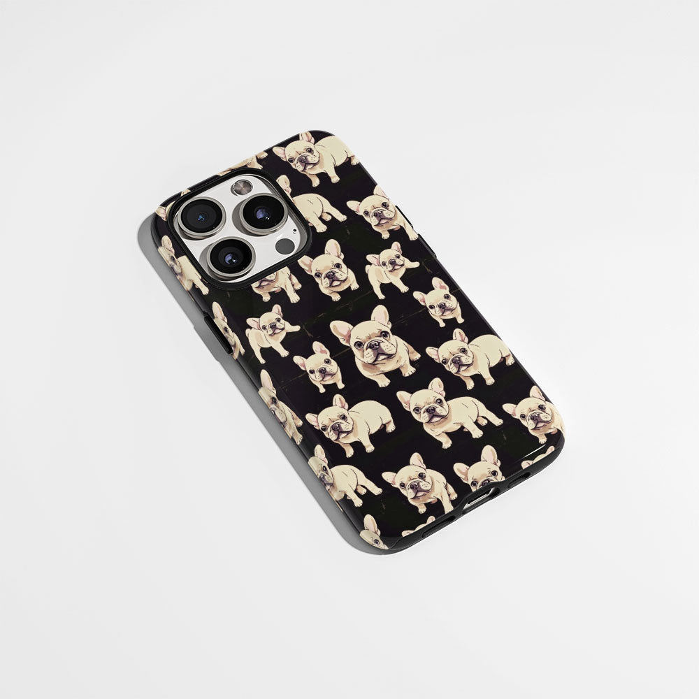 Semi-Handprinted Tough Matte French Bulldog Black iPhone Case