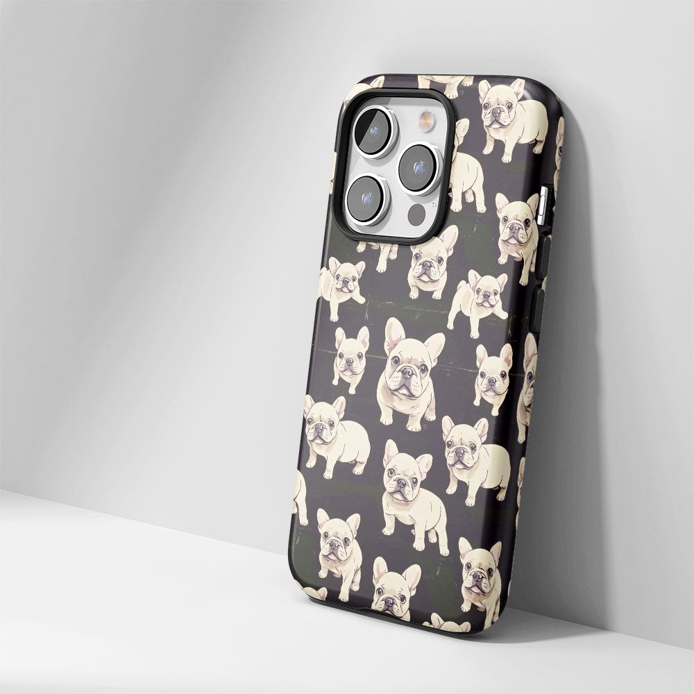 Semi-Handprinted Tough Matte French Bulldog Black iPhone Case