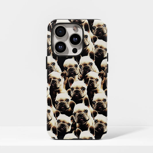 Semi-Handprinted Tough Matte French Bulldog Black iPhone Case