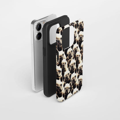 Semi-Handprinted Tough Matte French Bulldog Black iPhone Case