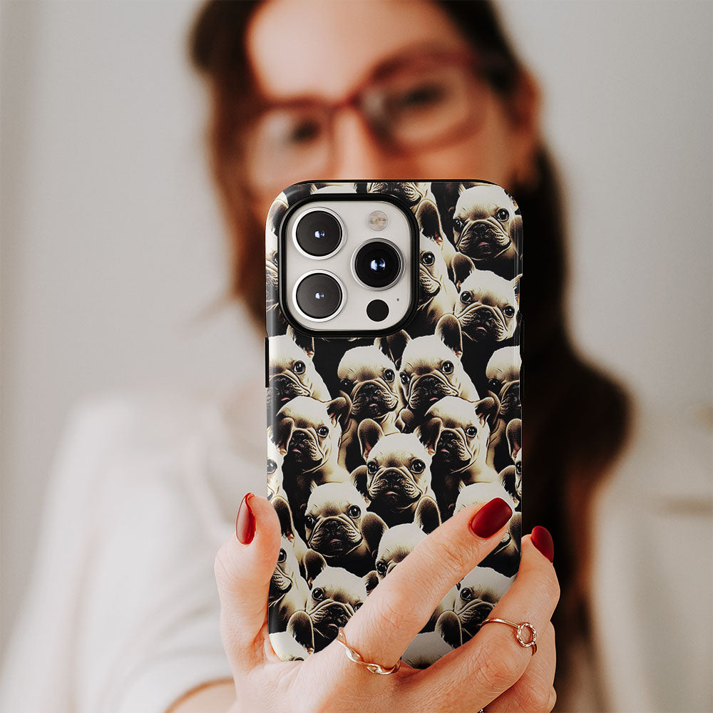 Semi-Handprinted Tough Matte French Bulldog Black iPhone Case