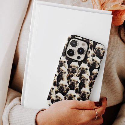 Semi-Handprinted Tough Matte French Bulldog Black iPhone Case