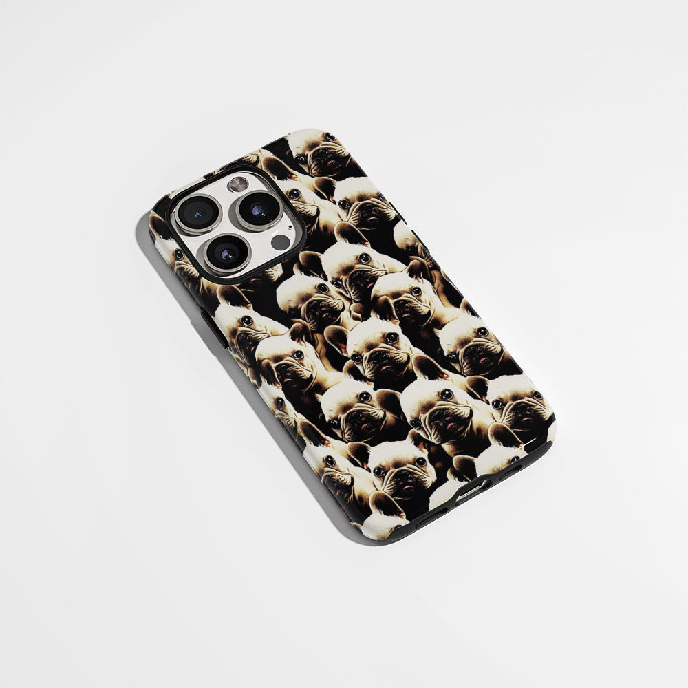 Semi-Handprinted Tough Matte French Bulldog Black iPhone Case