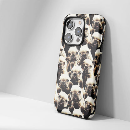 Semi-Handprinted Tough Matte French Bulldog Black iPhone Case