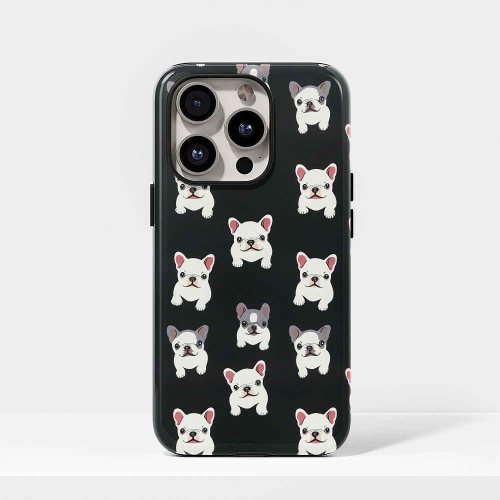 Semi-Handprinted Tough Matte French Bulldog Black iPhone Case