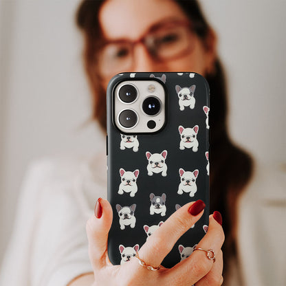 Semi-Handprinted Tough Matte French Bulldog Black iPhone Case