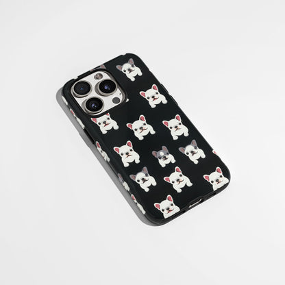 Semi-Handprinted Tough Matte French Bulldog Black iPhone Case