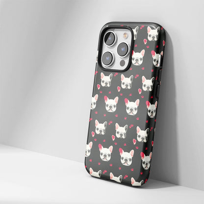 Semi-Handprinted Tough Matte French Bulldog Black iPhone Case