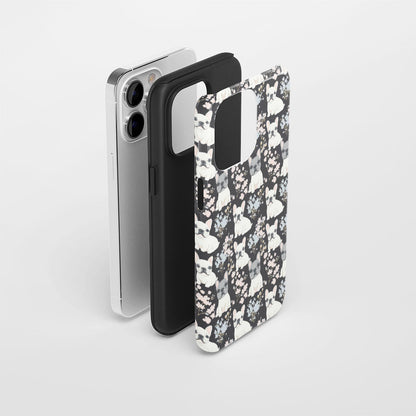 Double-Layer Semi-Handprinted Tough Matte French Bulldog Black iPhone Case