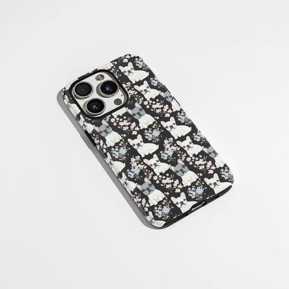 Double-Layer Semi-Handprinted Tough Matte French Bulldog Black iPhone Case