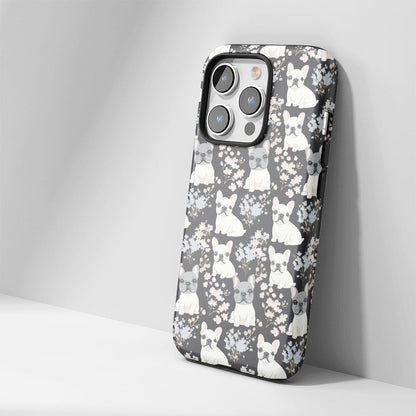 Double-Layer Semi-Handprinted Tough Matte French Bulldog Black iPhone Case